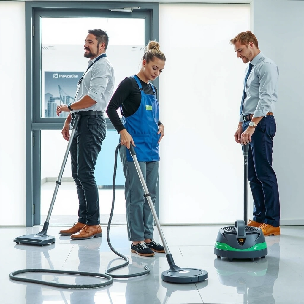 Professional cleaning team in action